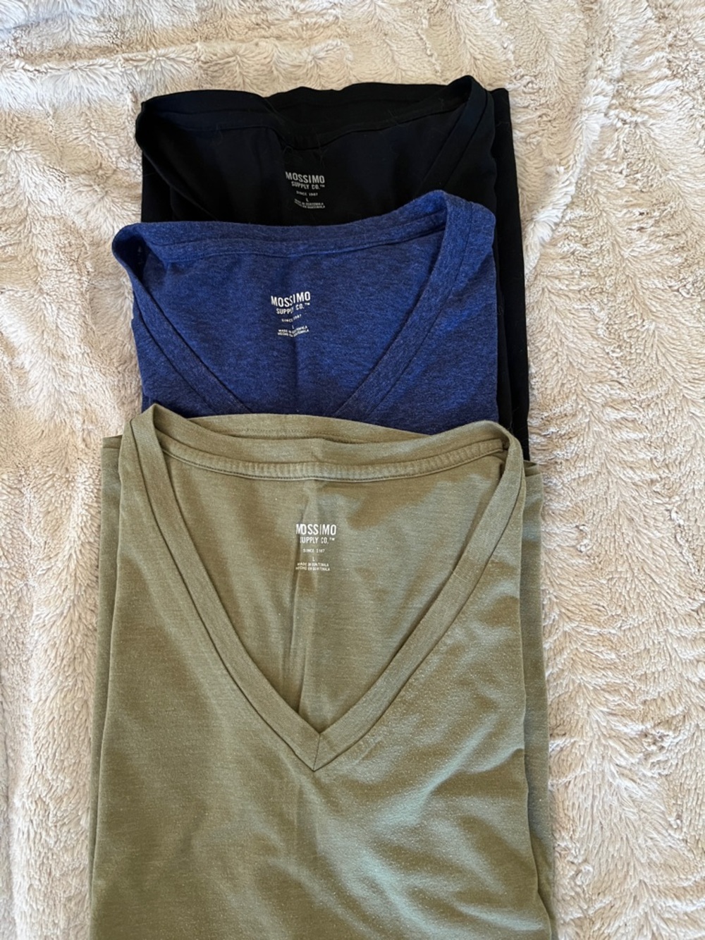 Mossimo Co. V-Neck Short Sleeve Tees - Olive, Navy, Black in great condition.